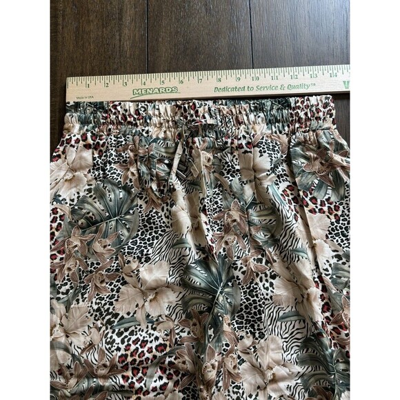 Lita by Ciara Wide Leg Animal Print Floral Pants 100% Viscose Size Medium - Picture 6 of 10